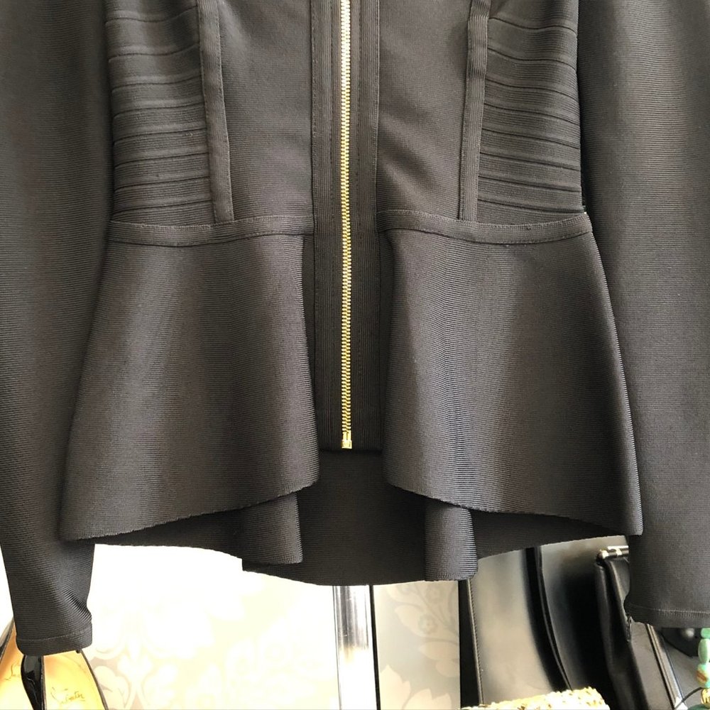 HERVE LEGER Blk Zip Front "Jaelynn" Blazer/Jacket - Picture 3 of 7